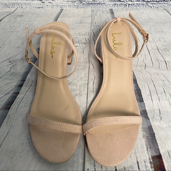 Lulu's | Shoes | Lulus Julie Nude Suede Ankle Strap Heels | Poshmark